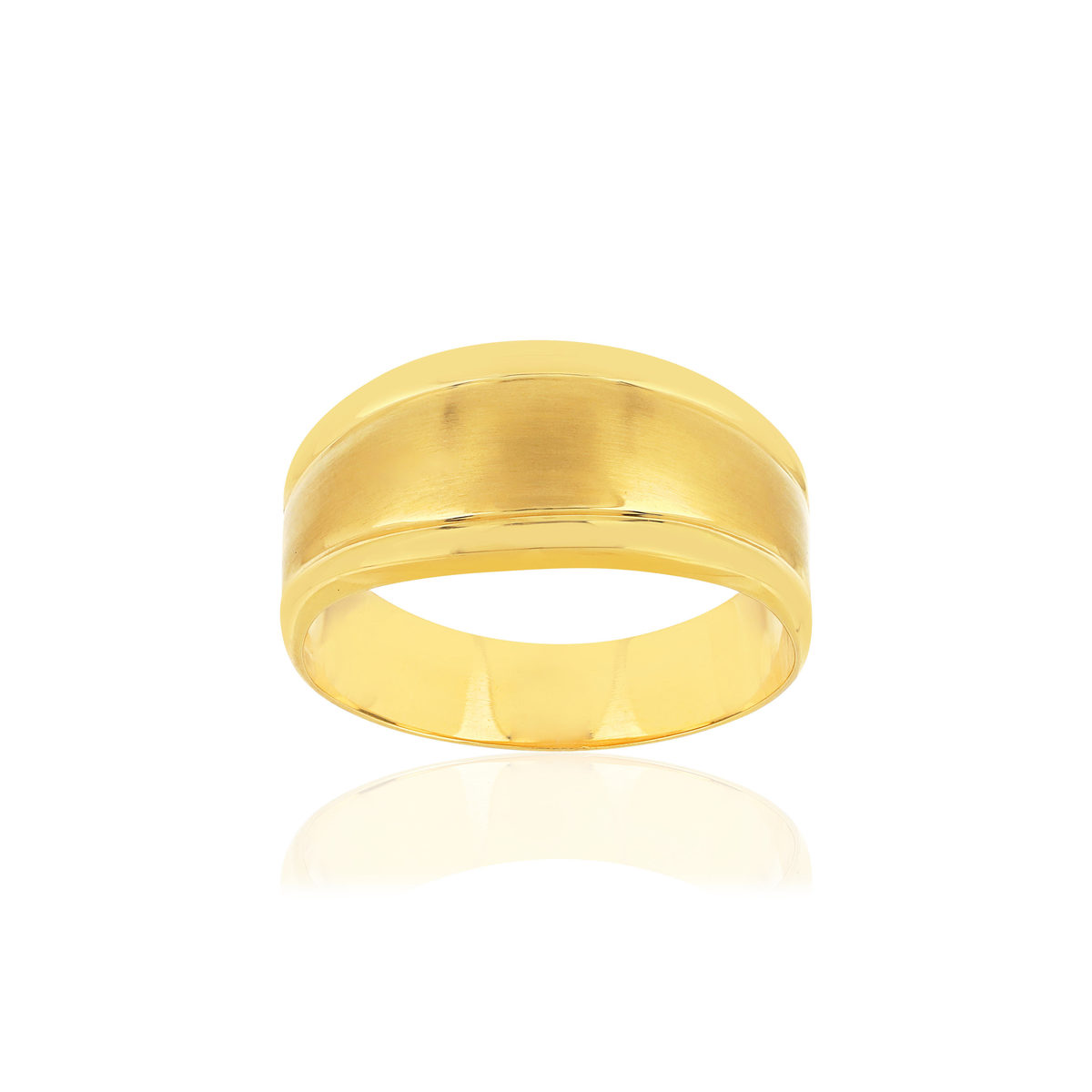 Bague or jaune 375 effet brossé et poli