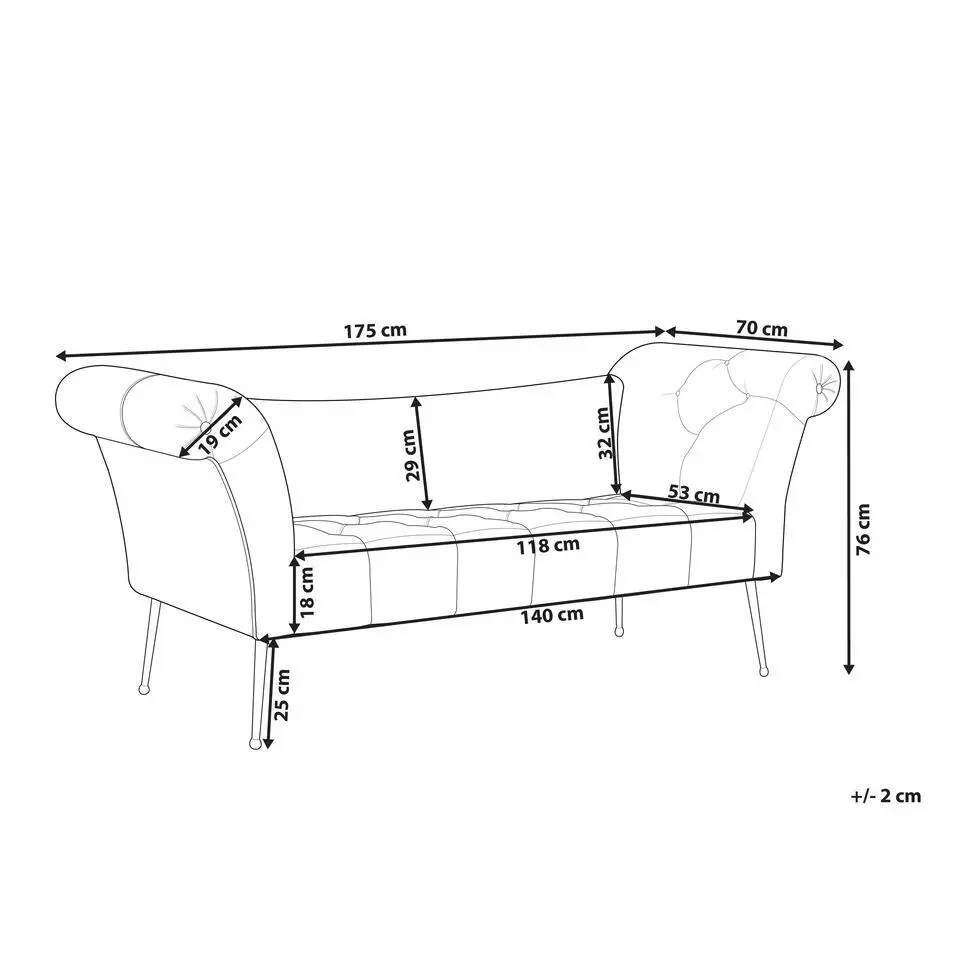 NANTILLY - Chaise longue - Zwart - Fluweel