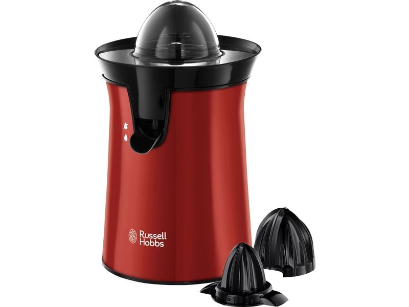 Russell Hobbs Zitruspresse Colours Plus  Flame Red Saftpresse mit zwei unterschiedlich grossen Presskegeln