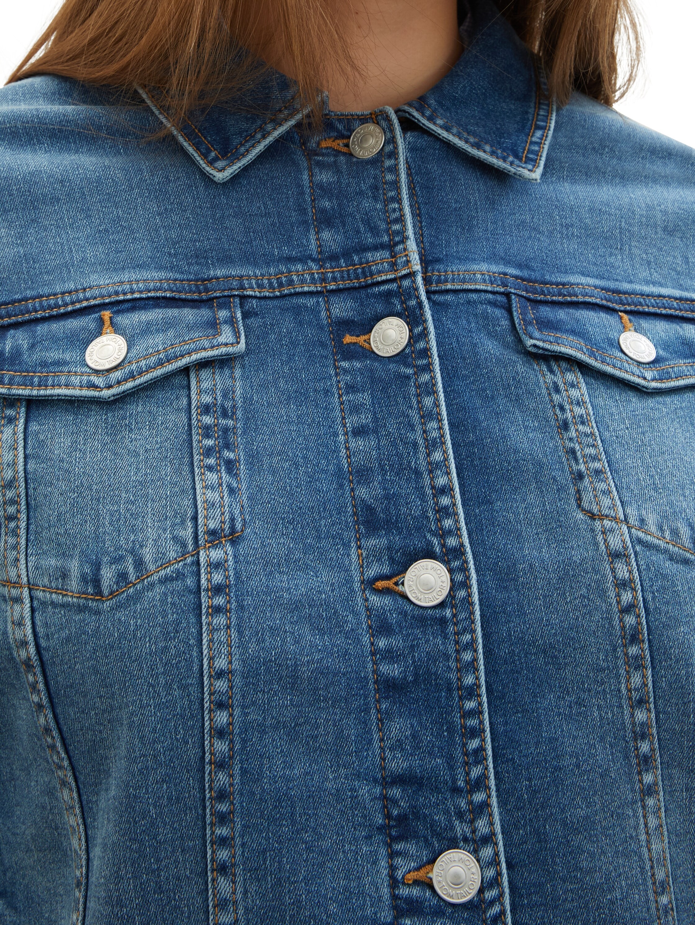 TOM TAILOR PLUS Jeansjacke ohne Kapuze mit Knopfleiste und Stretch
