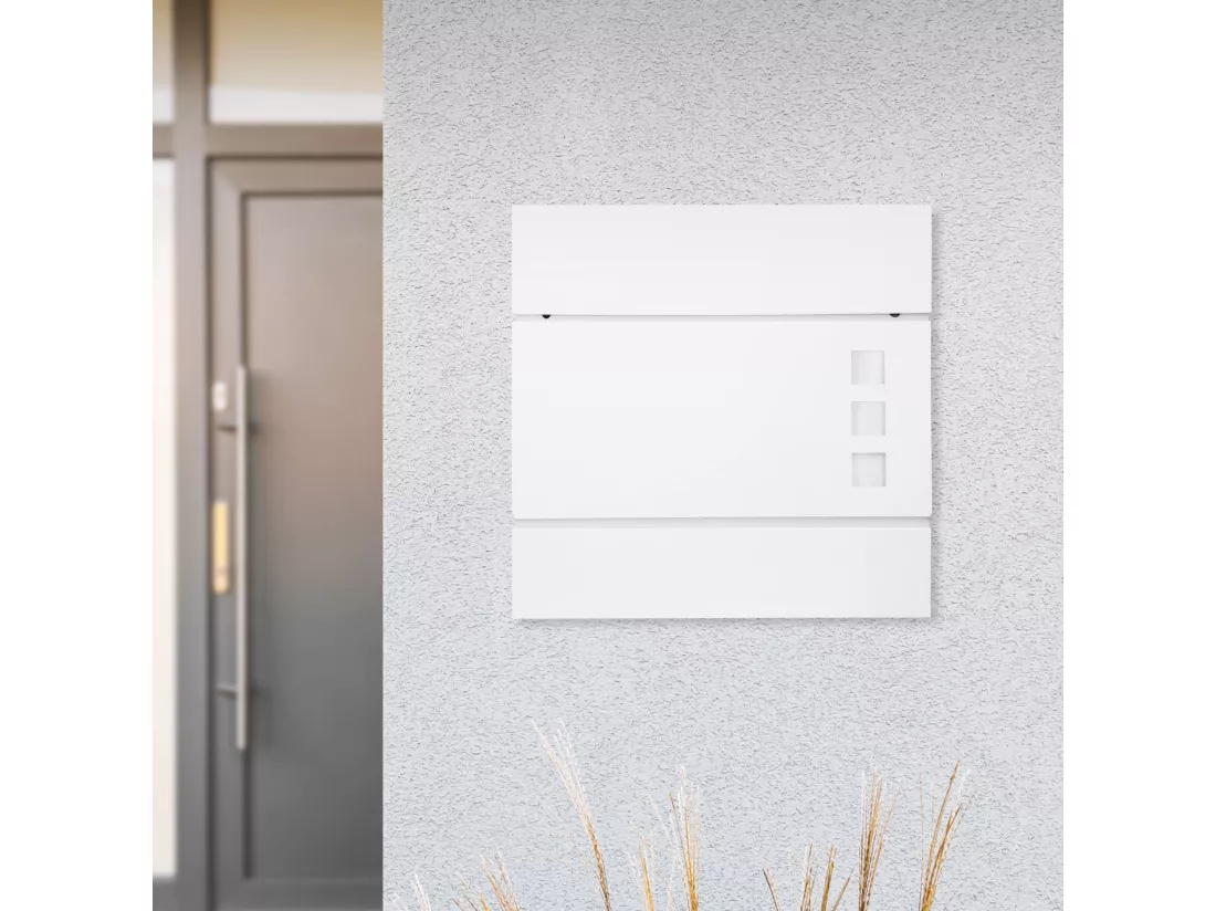 Boîte aux lettres moderne blanc avec compartiment à journaux en acier 2 clés
