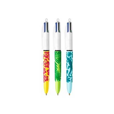 BIC 4 Couleurs Velours - 3 Stylos à bille 4 couleurs