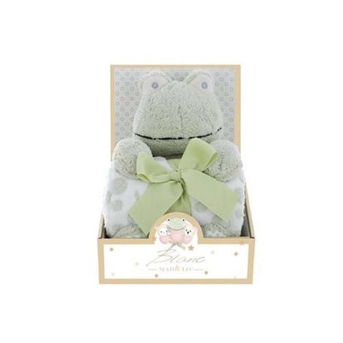 Peluche grenouille avec plaid 100 x 75