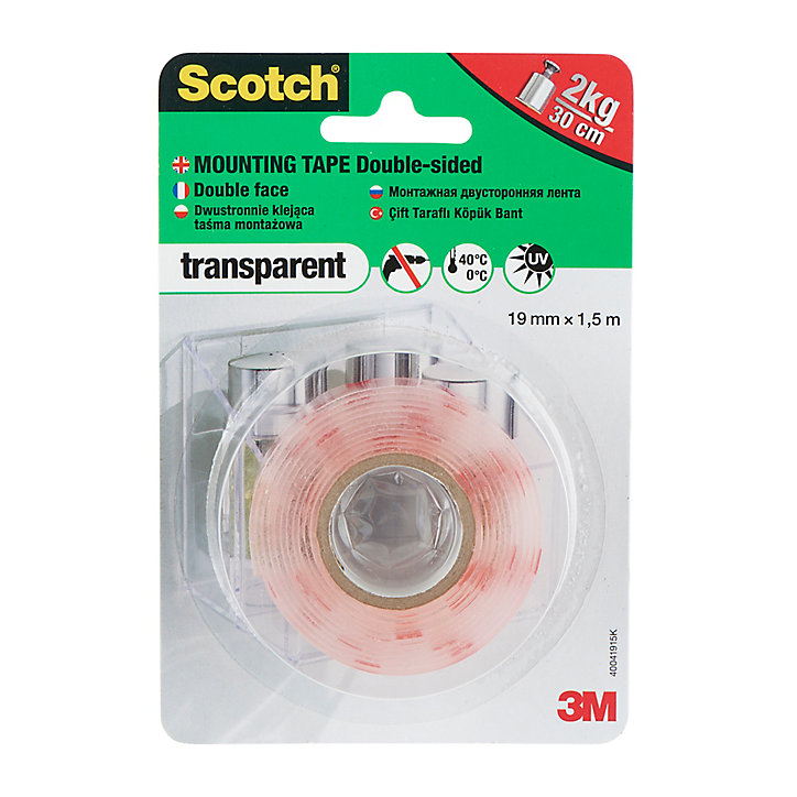 Adhésif double face invisible Scotch, 19 mm x 1,5 m