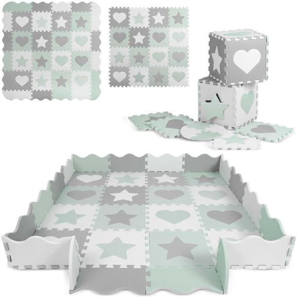 Skummatte Puslespill 151x151cm 16 stk Ricokids Grey-Mint