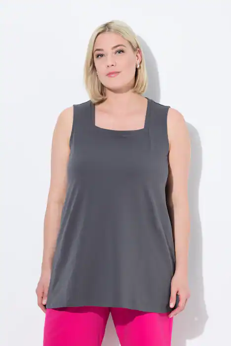 Longtop, Classic Fit, Carré-Ausschnitt, ärmellos, graphitgrau