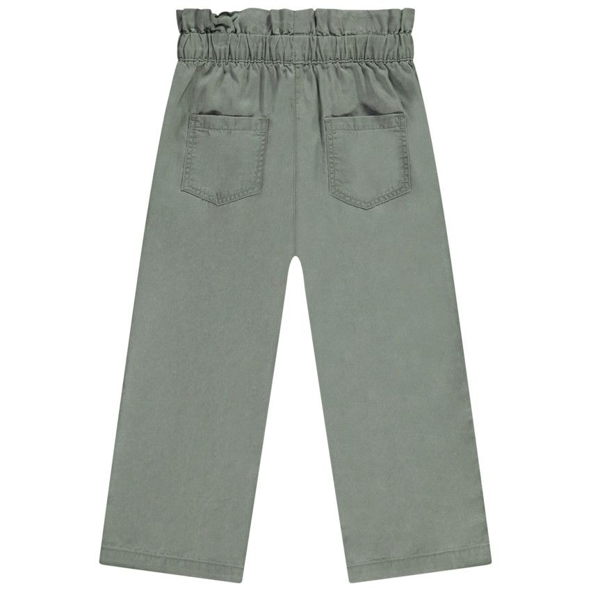 Pantalon large uni effet noué pour fille - Gris chiné