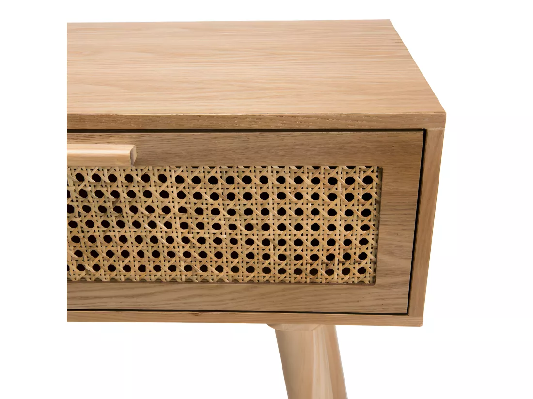 ROMEO - Console couleur naturelle 2 tiroirs bois cannage