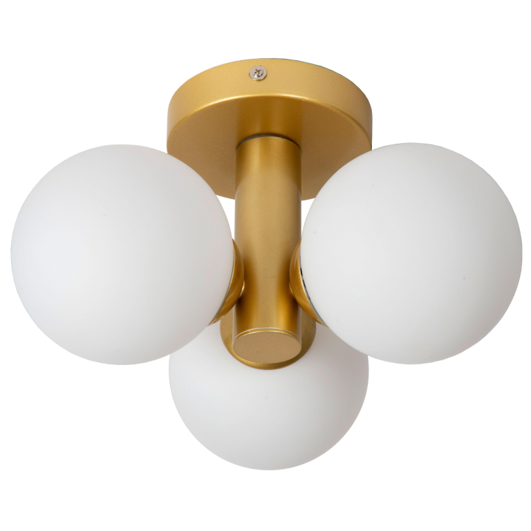 Lucide Trudy 3 plafondlamp Ø28 badkamer IP44 mat goud