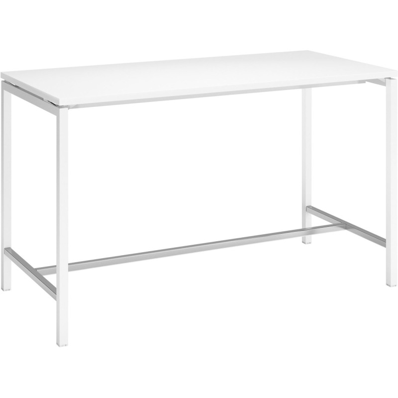 Pack table haute L180 x P 80 x H 107 blanc/aluminium et support TV Boxy Blanc à roulettes