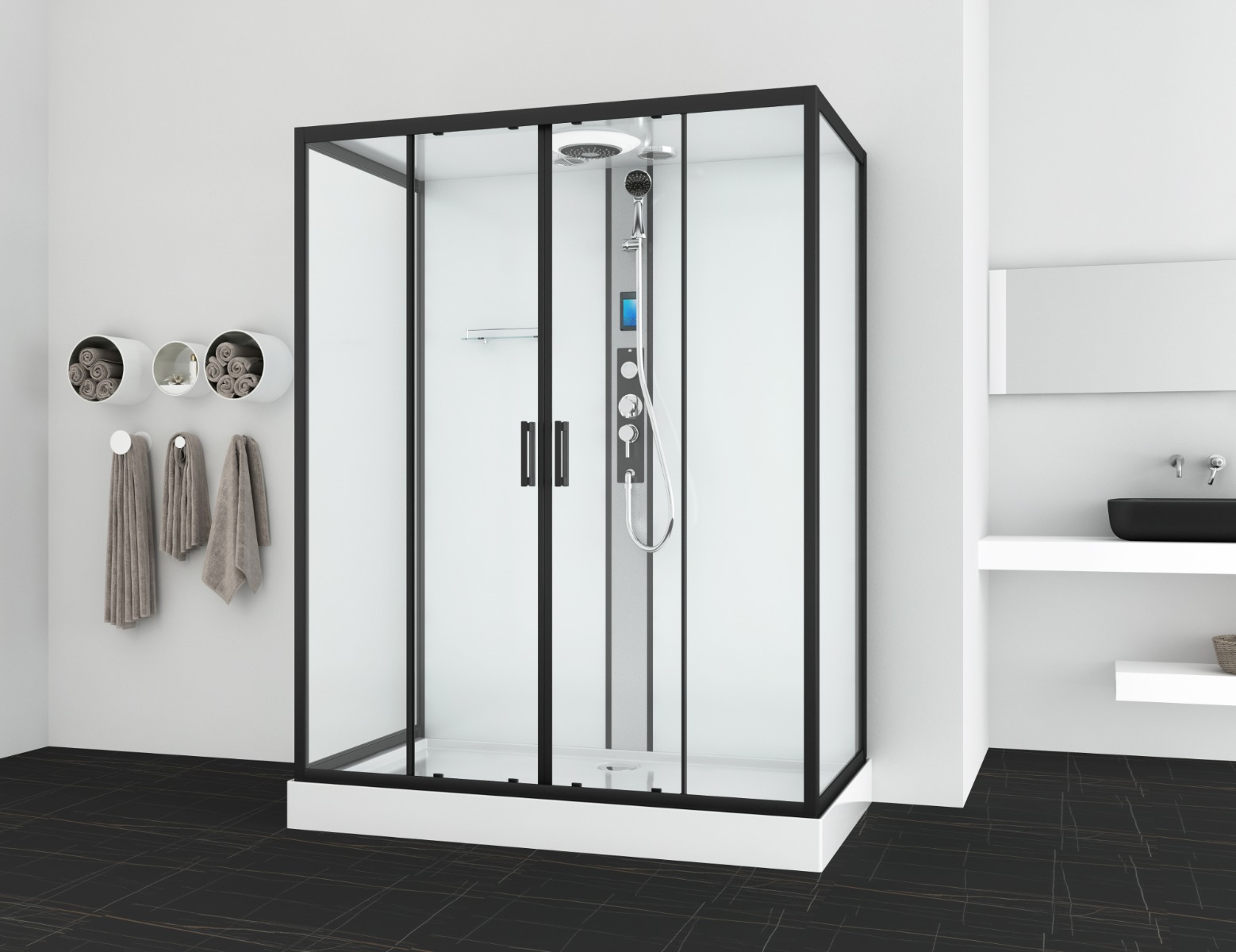Badstuber New York complete douchecabine 160x90x215cm kitvrij zwart mat