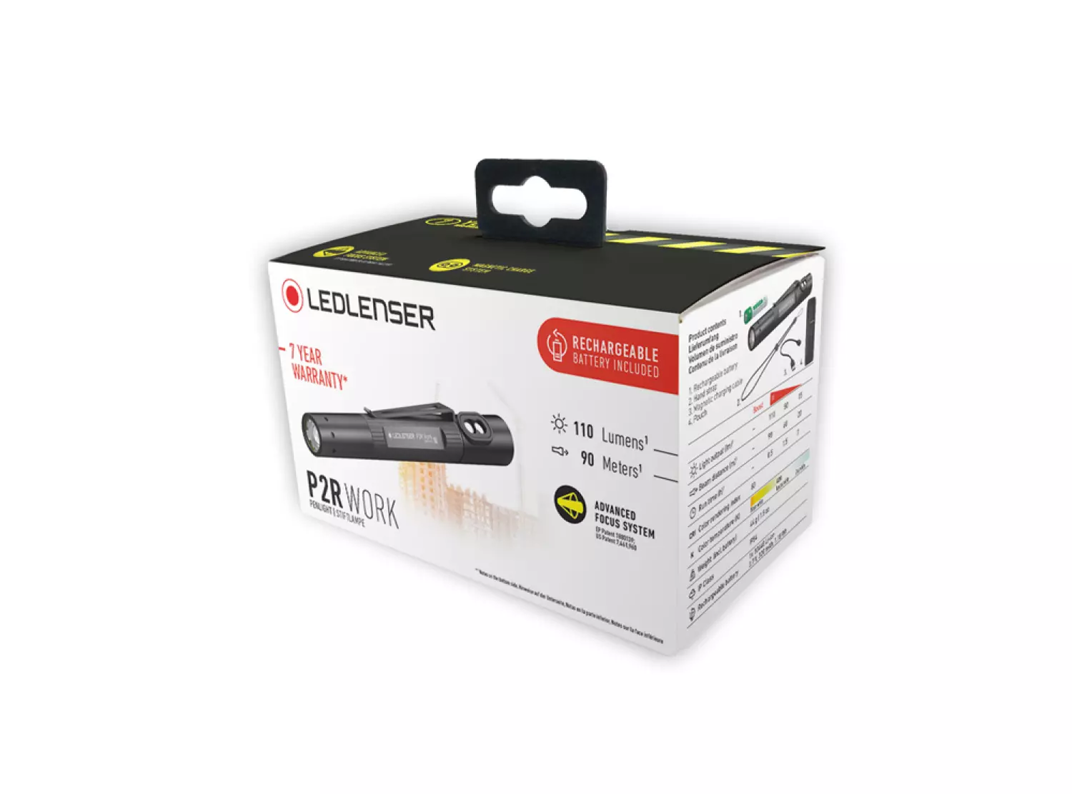 Ledlenser P2R Work 3,7V accu LED zaklamp - oplaadbaar - IP54 - 110 Lm