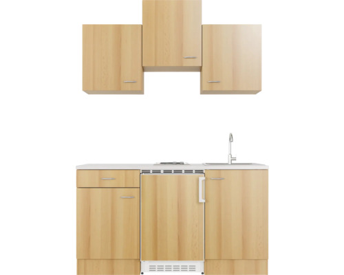 Flex Well Enkele Keuken met Apparaten Nano 150,5 cm beuken mat gedemonteerd omkeerbaar variant 00006910