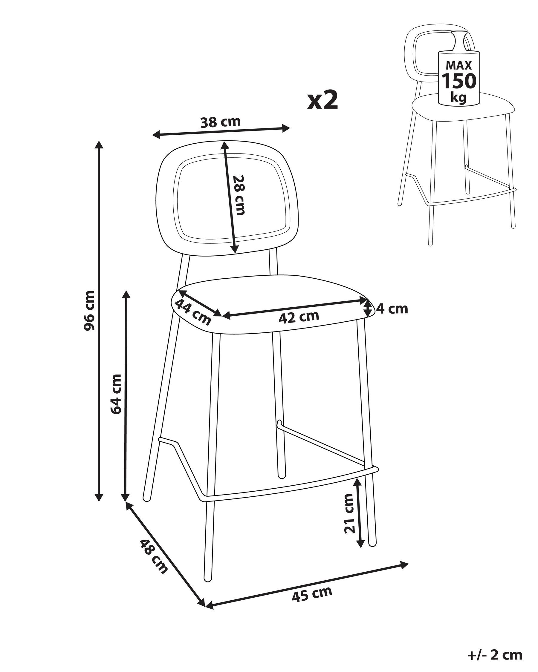 Set van 2 barstoelen DUETTE Fluweel Goudbruin