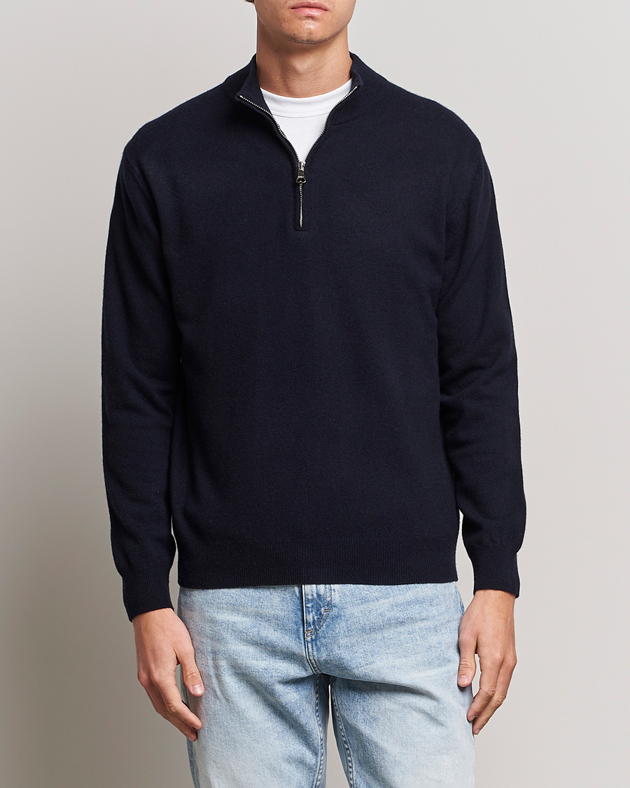 Oscar Jacobson Patton Wool Half-Zip Navy