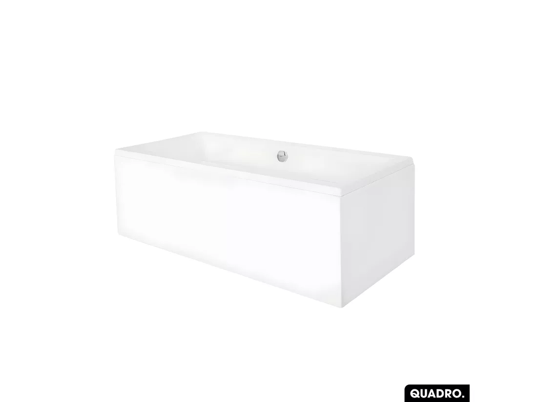 Baignoire rectangulaire - avec Tablier Blanc et Repose Tête OFFERT | QUADRO | 180 x 80 cm
