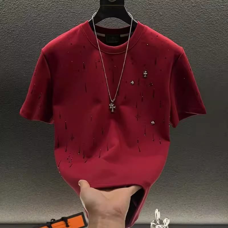 fluffush - T-shirt met ronde hals en strass steentjes en elleboogmouwen