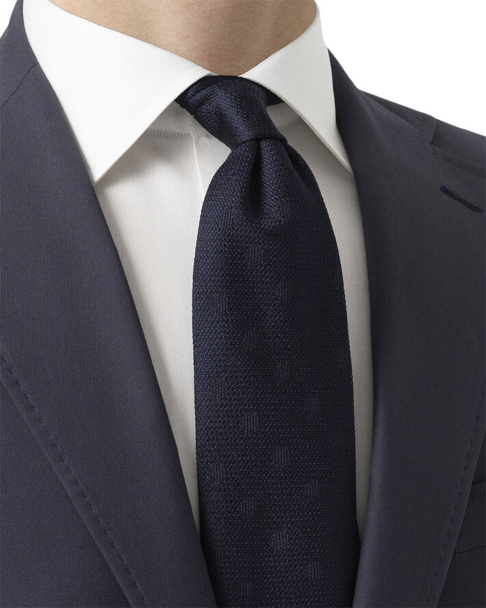 ETON Dark Blue Polka Dot Grenadine Silk Tie Blå