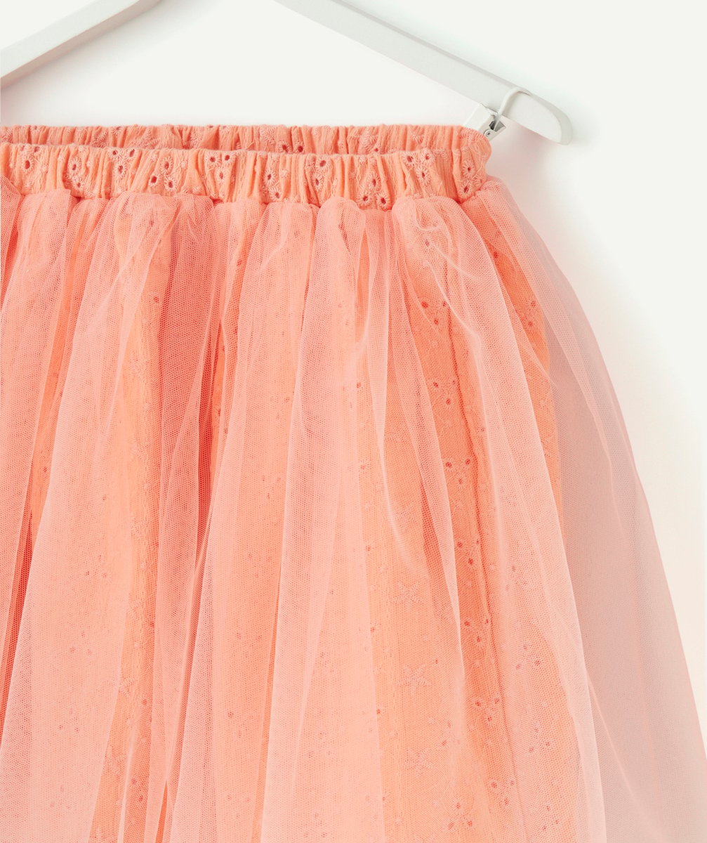 JUPE FILLE ROSE AVEC BRODERIES ET TULLE