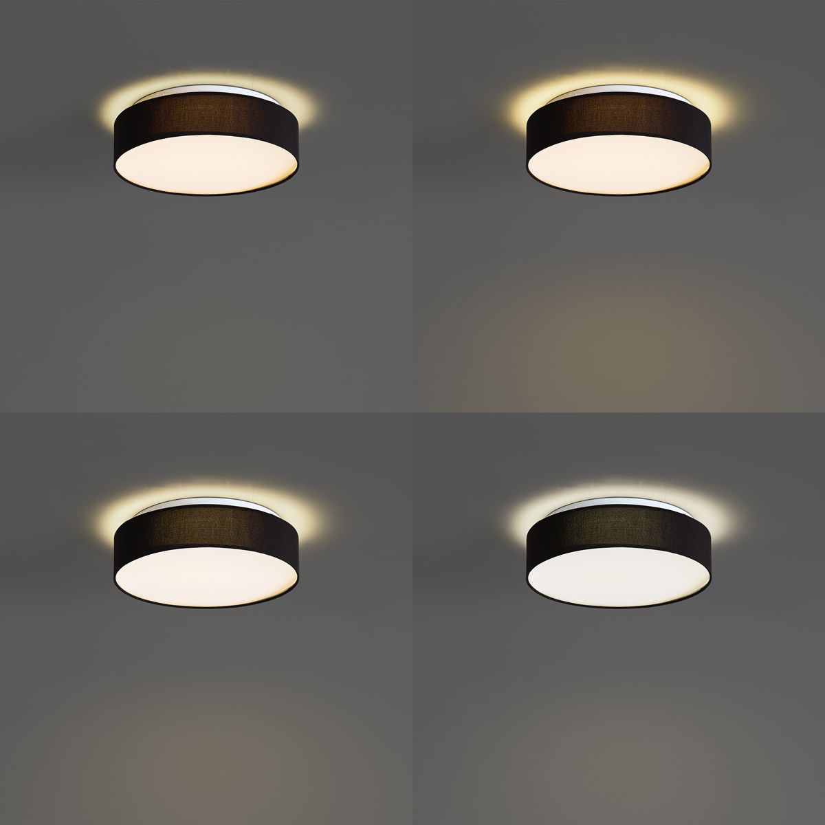 Smart plafondlamp zwart 35cm incl. LED en afstandsbediening - Flat drum