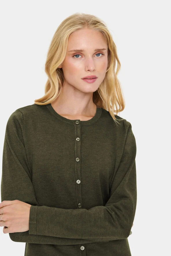 Saint Tropez A8661, MilaSZ R-neck Cardigan Army green melange