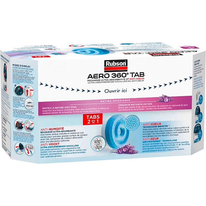 Recharge lavande Aero 360° pour absorbeur d'humidité Rubson - Boite de 4