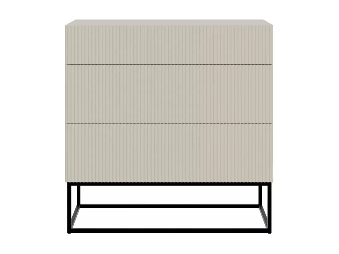 Commode à trois tiroirs - 90 cm - grège avec pieds noirs - VELDIO