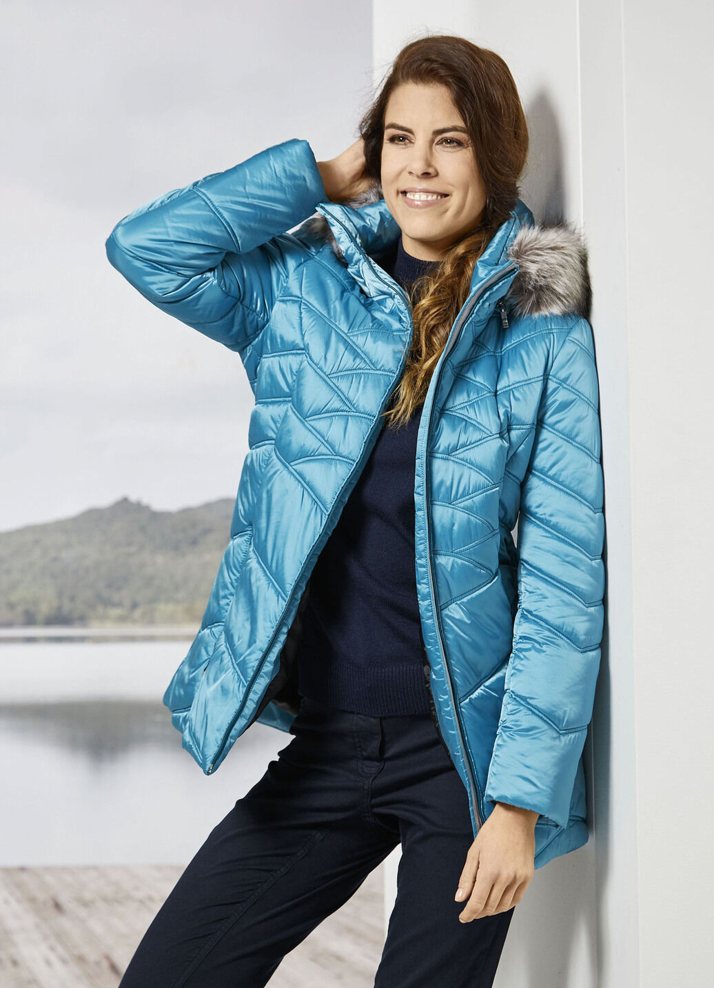 Jacke mit abnehmbarem Kunstpelz-Besatz