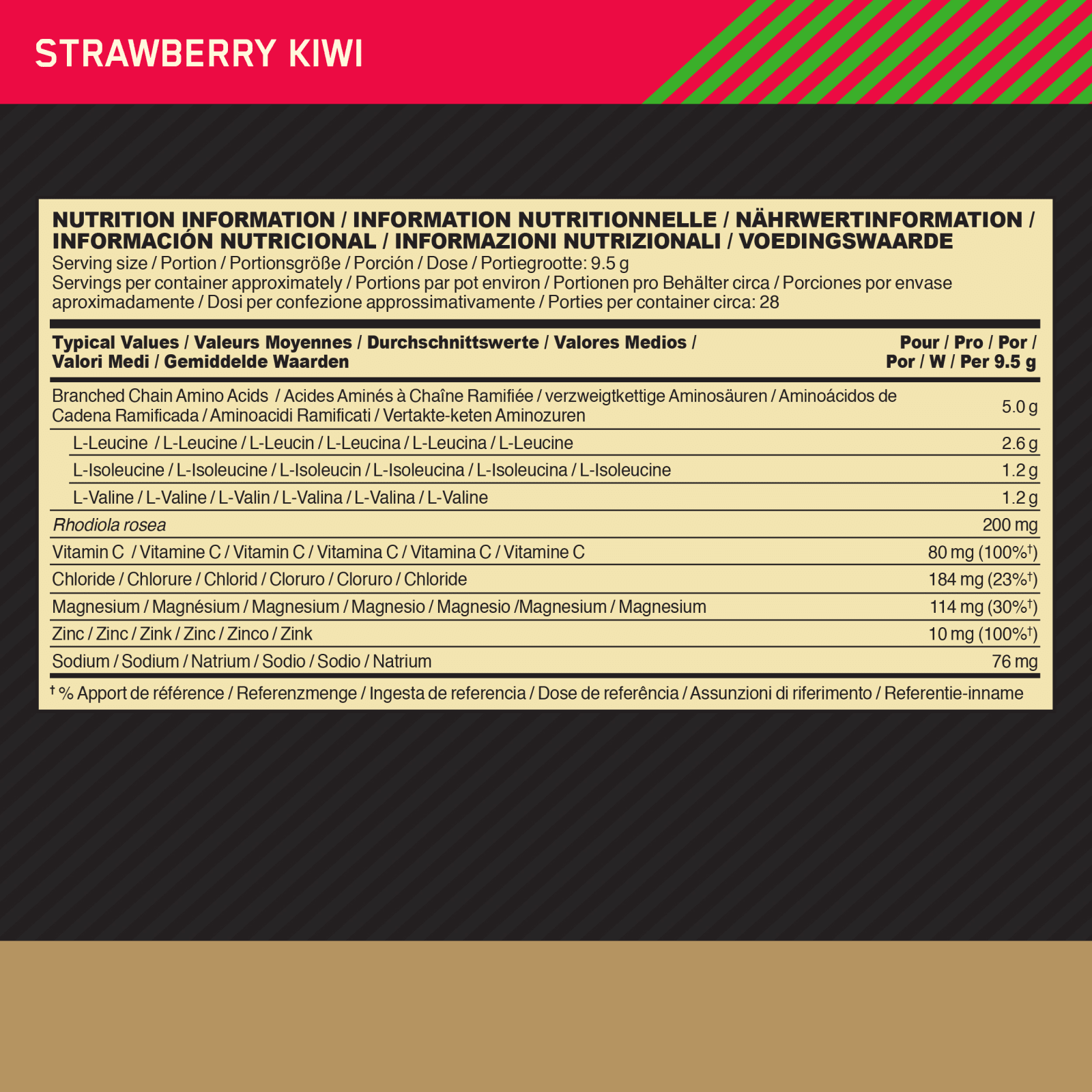 Gold Standard BCAA Train&Sustain - 266g - Erdbeer-Kiwi