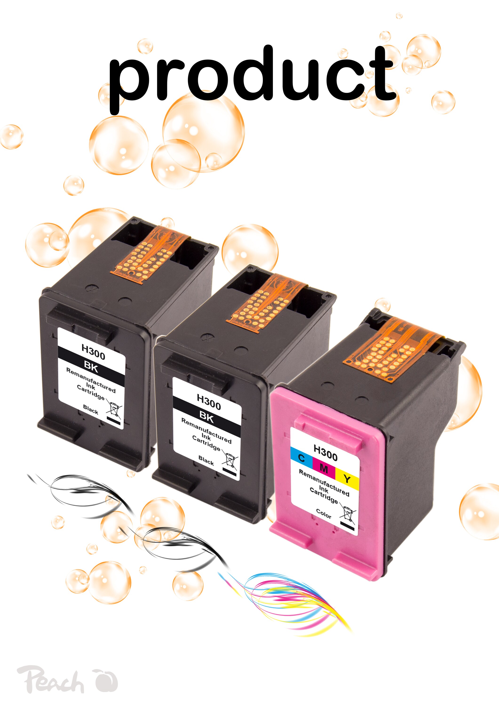 Peach HP 3003 Druckköpfe (2*bk, col) ersetzt HP No. 300, SD518AE für z.B. HP DeskJet F 4224, HP DeskJet D 1600, HP DeskJet D 1658, HP DeskJet D 1660 (wiederaufbereitet)