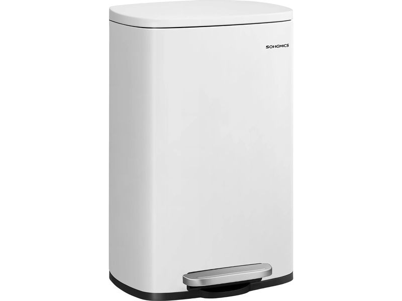 Songmics Abfalleimer 50 l, Weiss Stylischer Treteimer