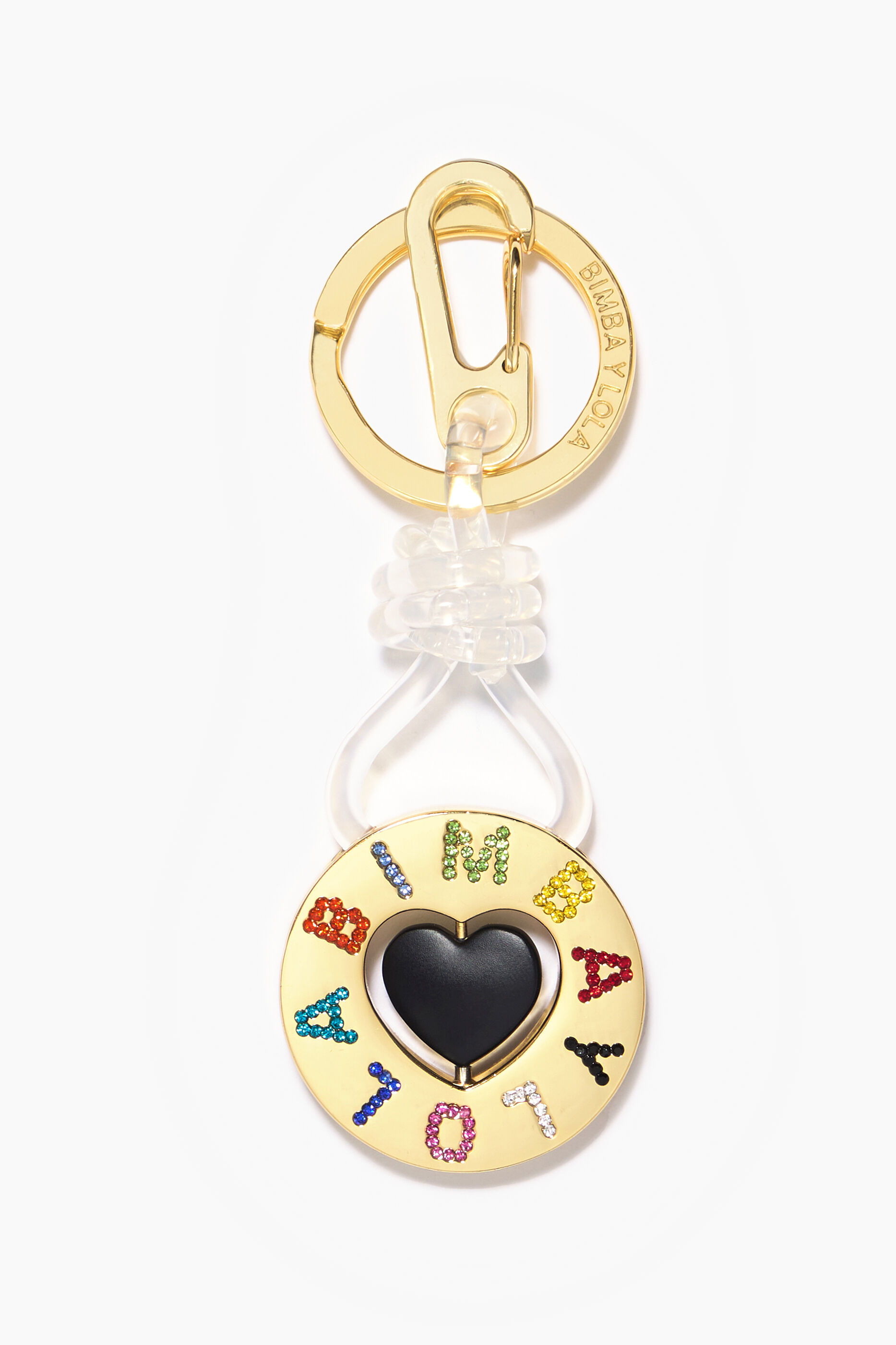 Chaveiro circular em forma de coração dourado