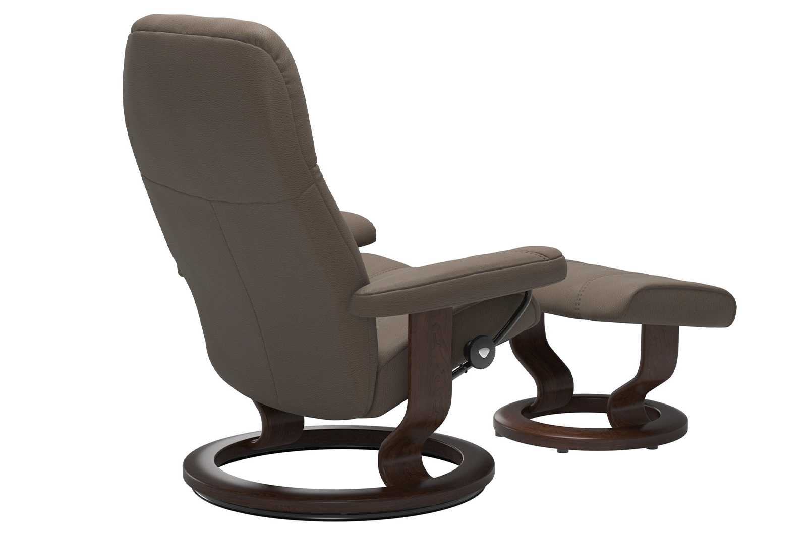 Consul lenestol m/krakk I hud Batick Mole med Classic brun beiset understell. Medium stol med krakk.