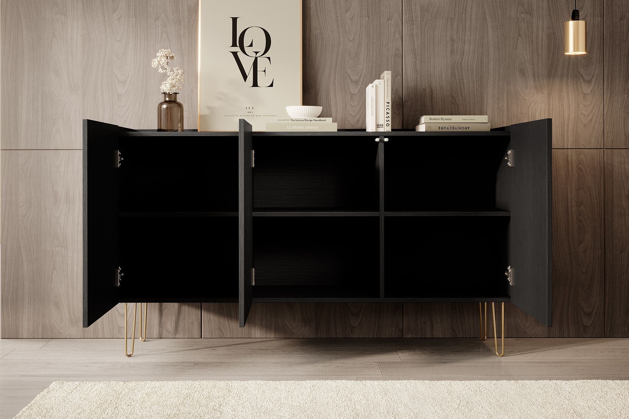 Meubella - Dressoir Hacienda - Zwart - 144 cm