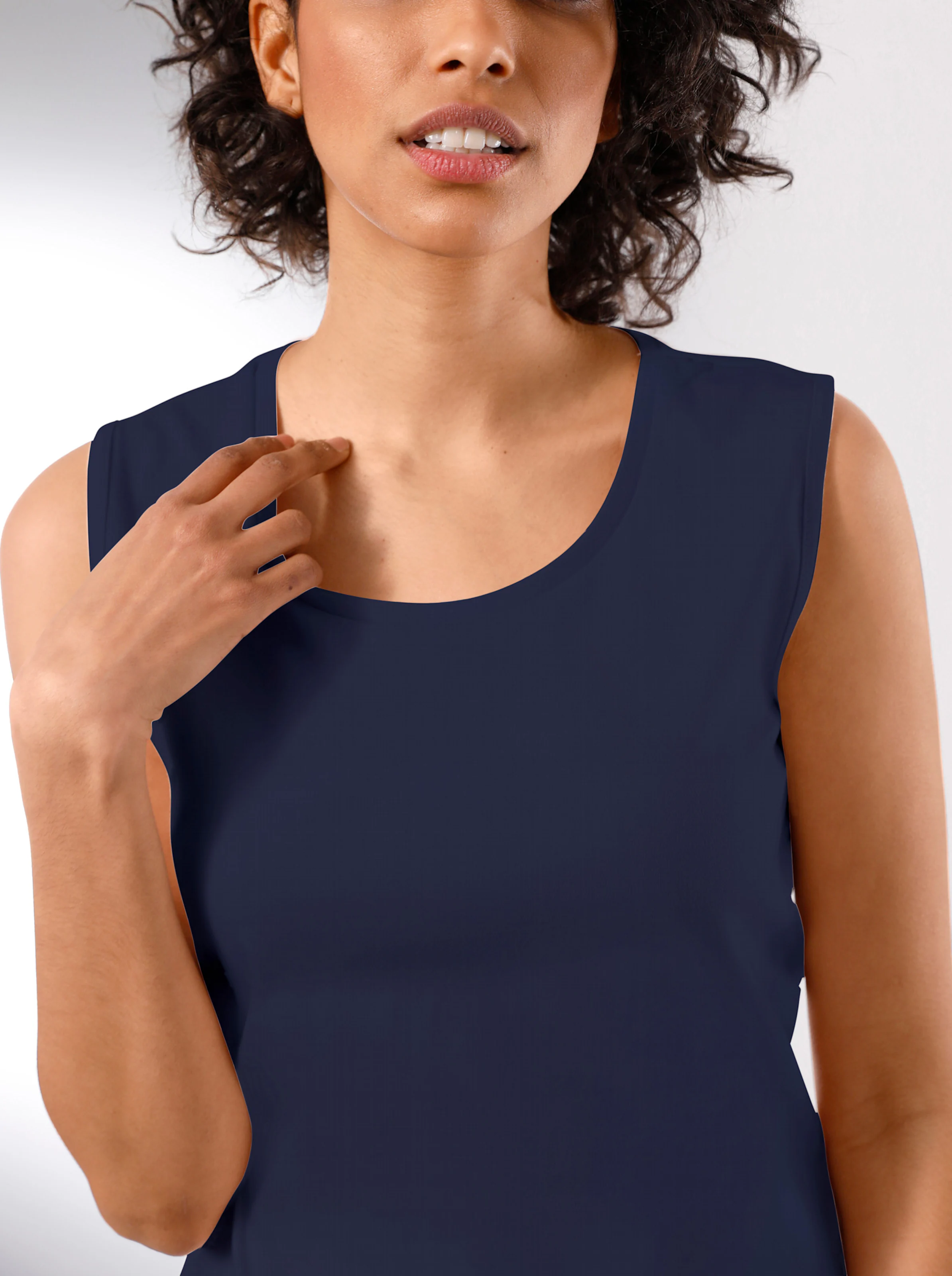 CREATION L PREMIUM Baumwoll-Shirttop in marine