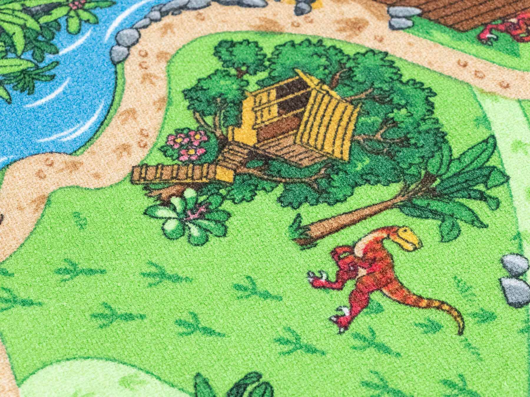Primaflor-Ideen in Textil Kinderteppich »DINO, Made in Belgium« rechteckig 6,5 mm Höhe Strassen-Spiel-Teppich, Motiv Dinosaurier, Kinderzimmer