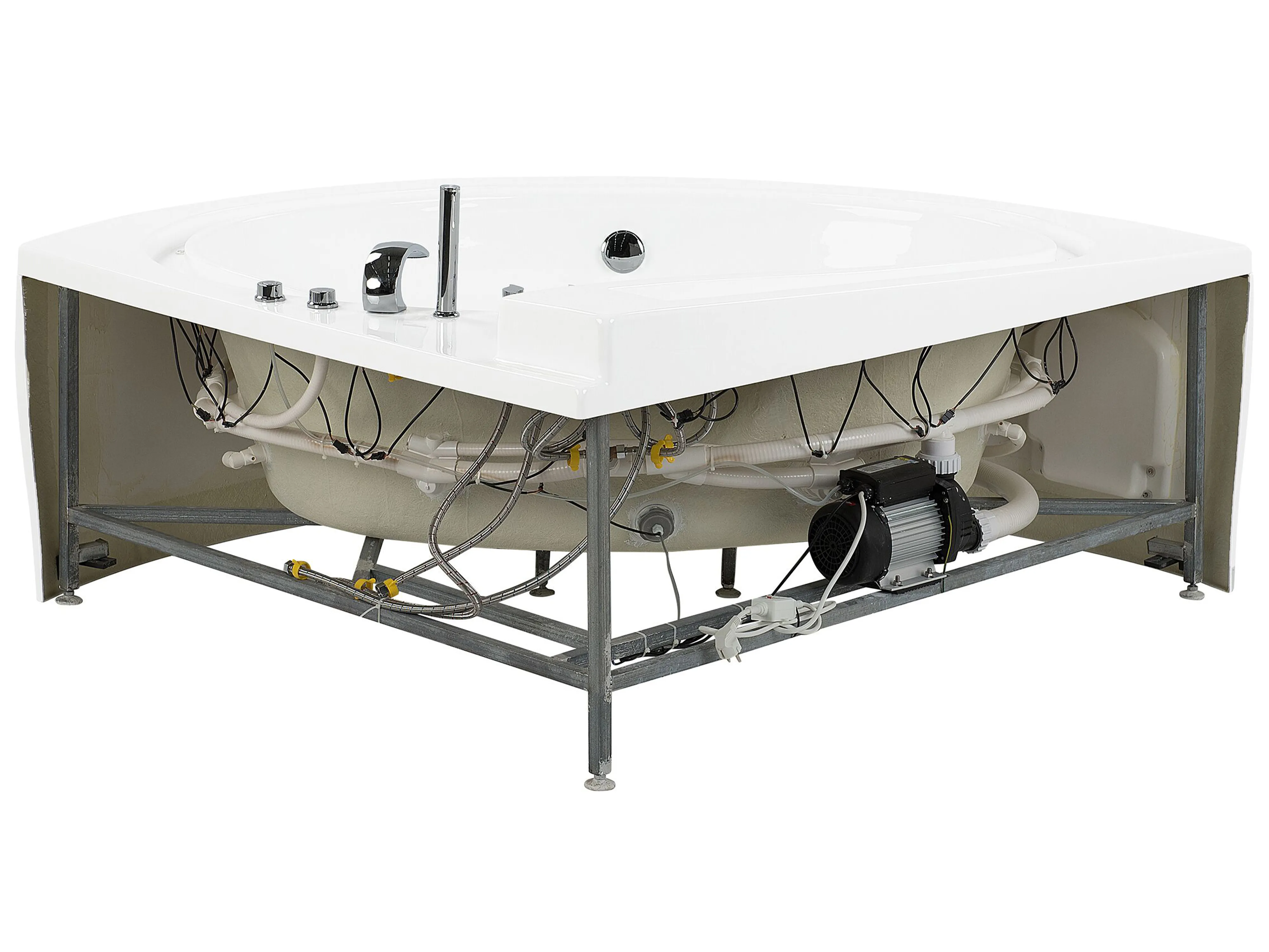 Hoek bubbelbad met LED PELICAN 206 x 165 cm Wit