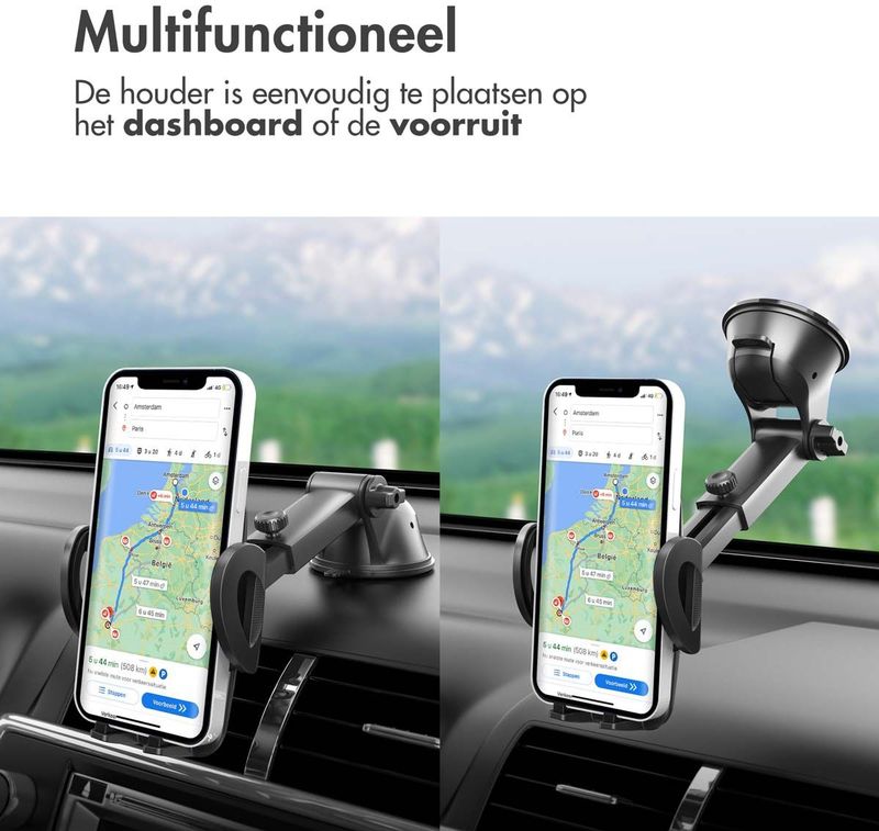 iMoshion - Telefoonhouder - Zwart - Verstelbaar - Universeel - Dashboard / Raam
