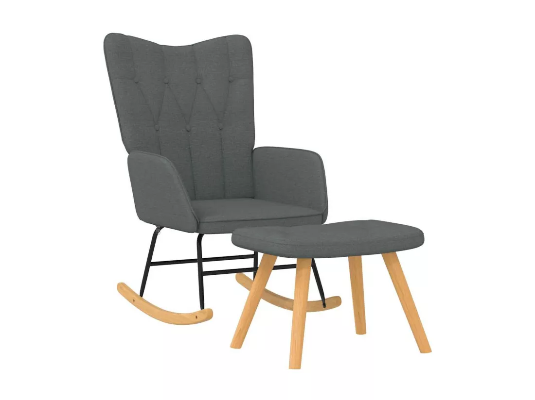 Chaise à bascule avec repose-pied Gris foncé Tissu