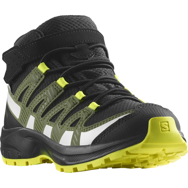 XA PRO V8 MID CLIMASALOMON™ WATERPROOF  Junior - Schuhe Kids Black/DeepLichenGreen/SafetyYellow