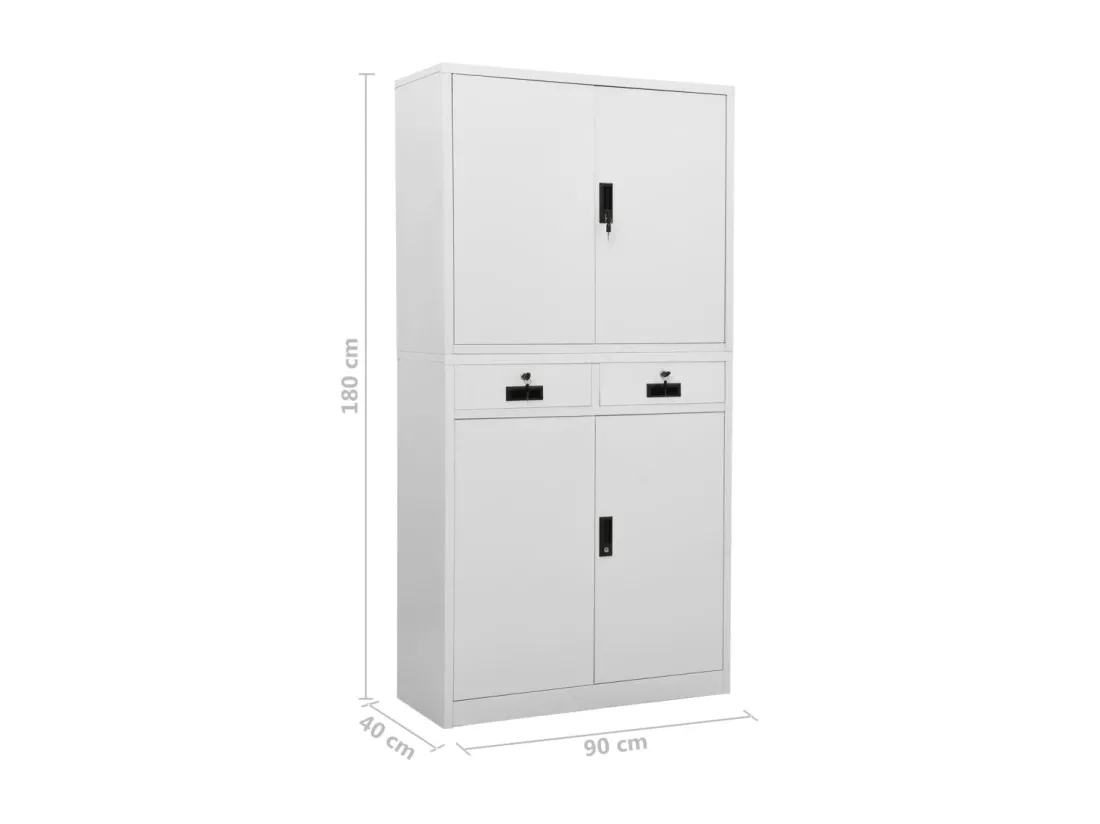 Armoire de bureau Gris clair 90x40x180 cm Acier