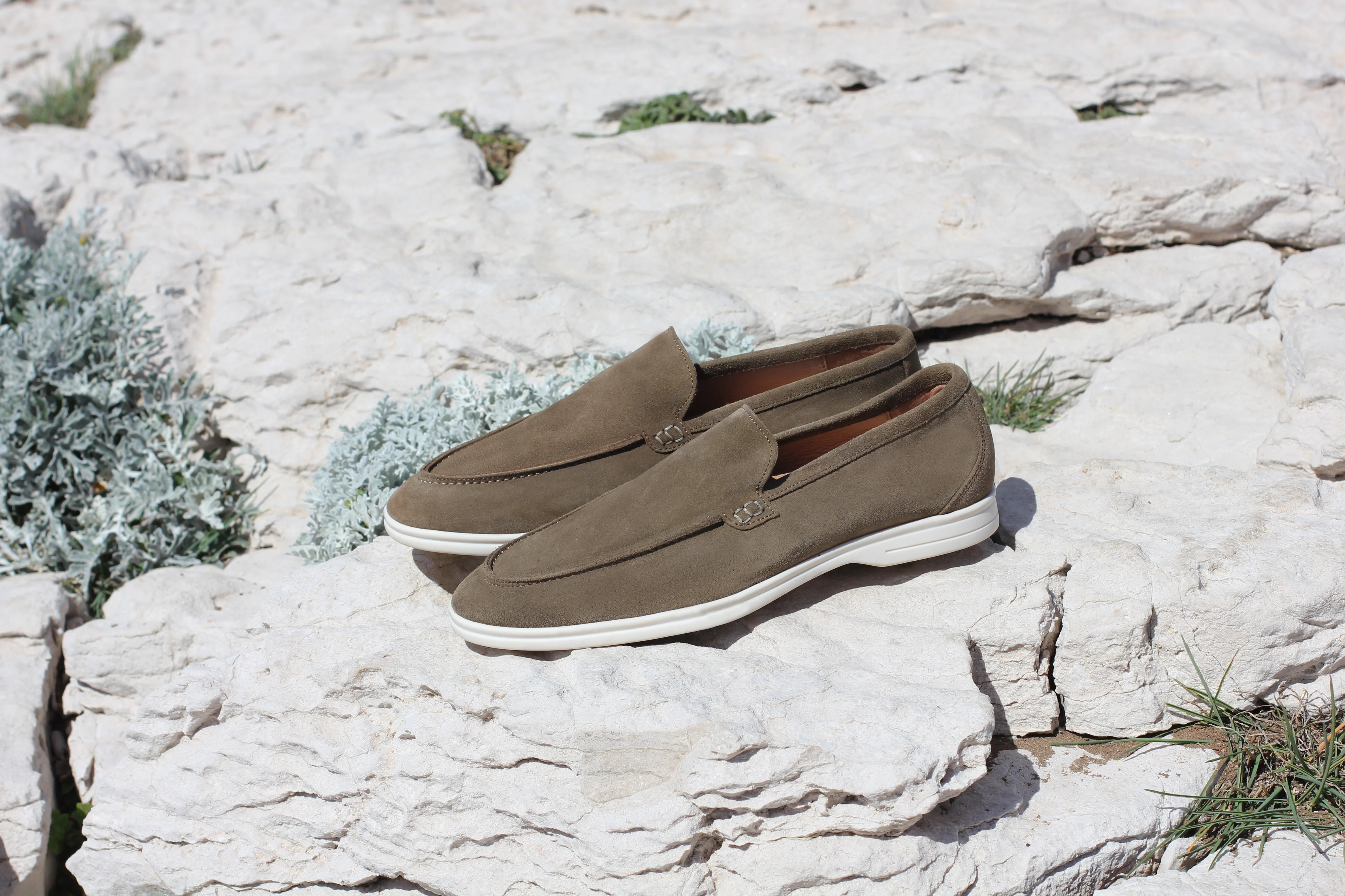 Momy-Mocassin en veau velours kaki