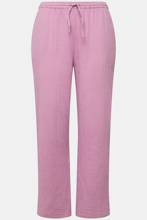 Musselin-Schlupfhose Rose, weites Bein, Elastikbund