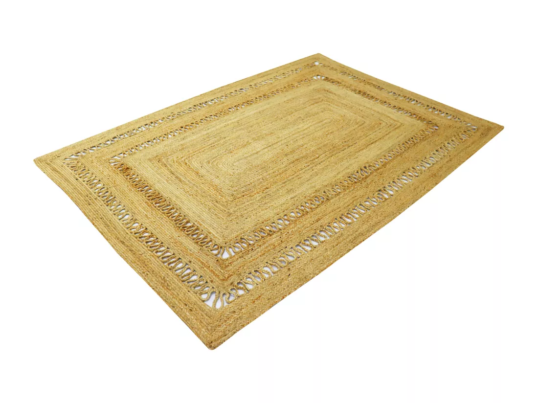 Tapis tressé ajouré 100% jute - 200 x 290 cm - Naturel - JARAVI