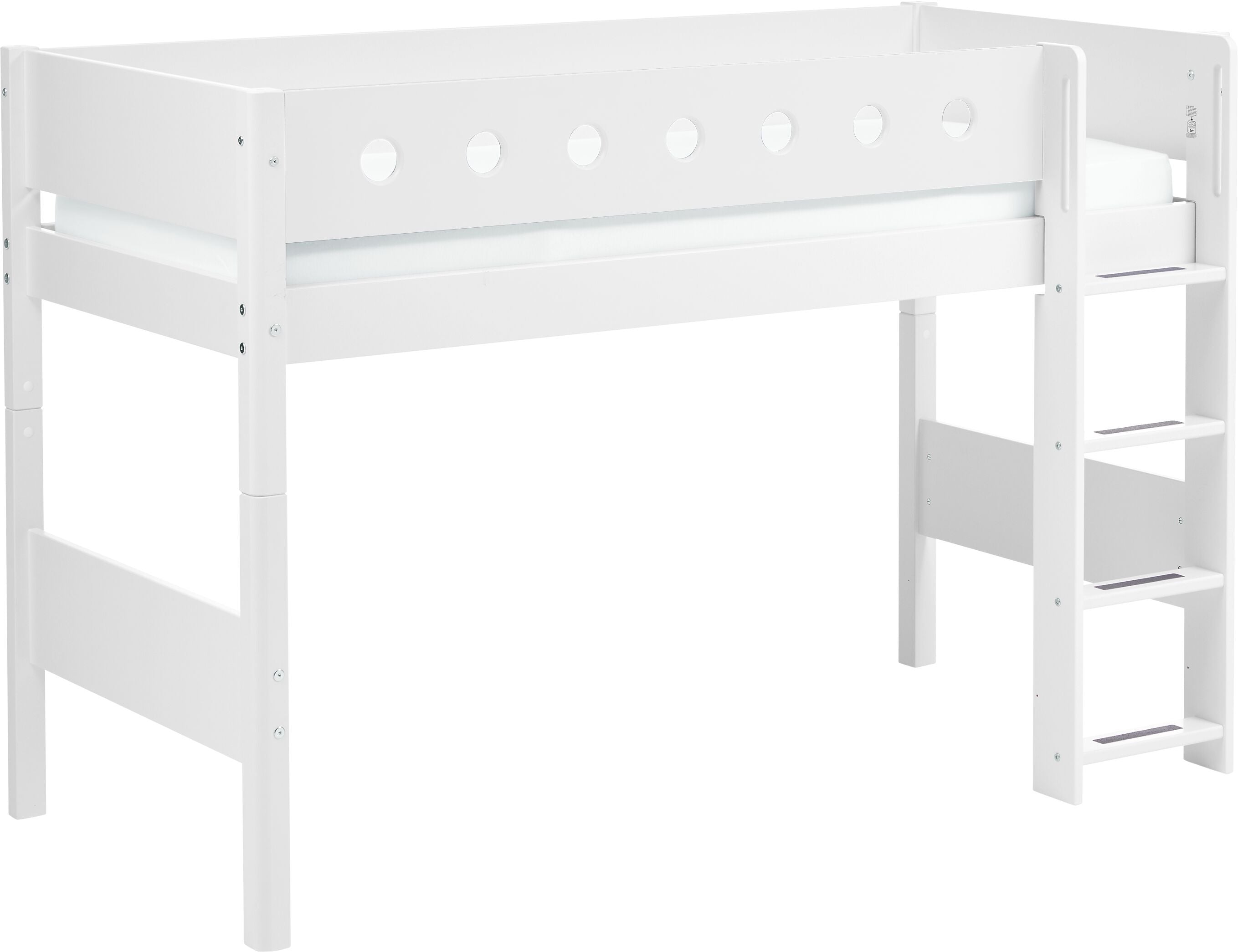 Flexa WHITE Mittelhochbett - Weiss / B: 110.0 cm x T: 210.0 cm x H: 143.0 cm
