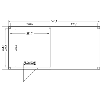 Tuinhuis Douglas Zweeds Rabat 545x255cm a-symmetrisch