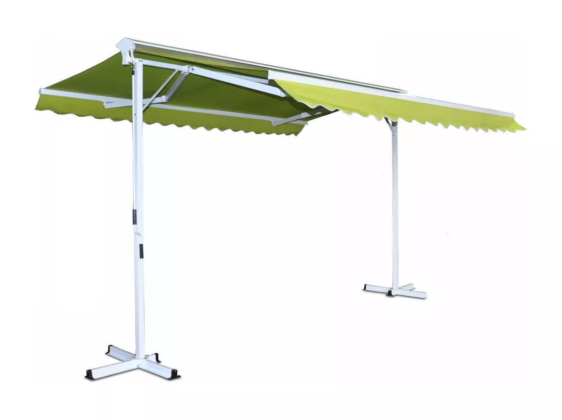 Store double pente 3 x 4m et 4 dalles lestées vert