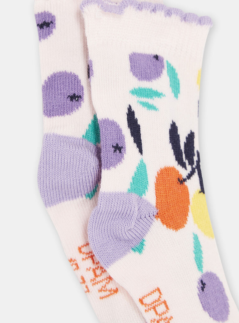 Chaussettes rose pâle à imprimé fruits bébé fille