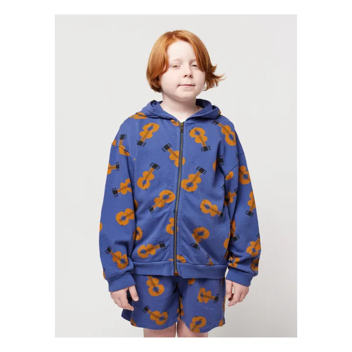 Bobo Choses Sweat Zippé Coton Bio Guitares | Bleu