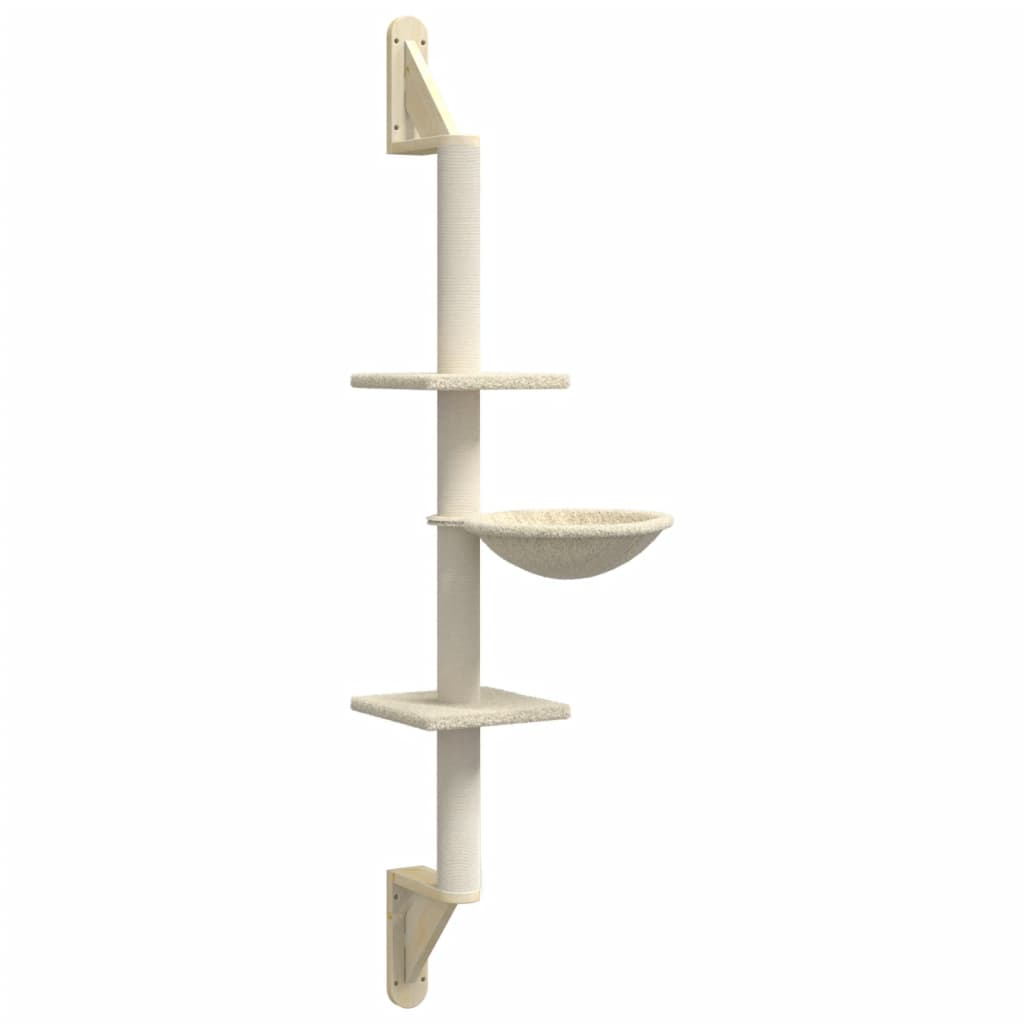 Arranhador de parede para gatos vidaXL, cor creme, 142,5 cm